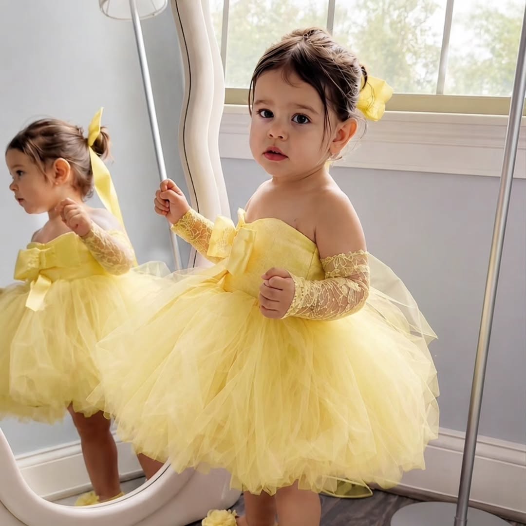 Bridal Sash Ribbon - Vestido de princesa amarelo para meninas,