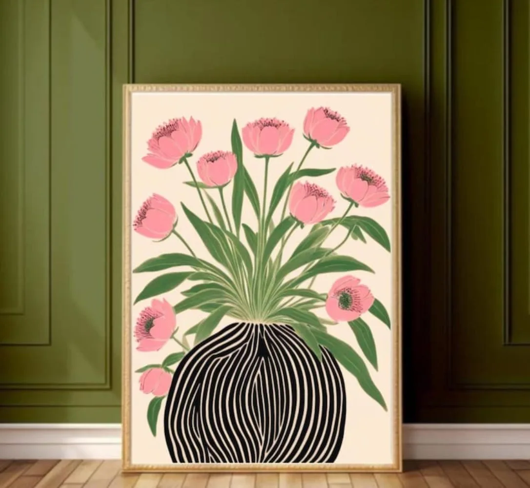 Flower Girl Basket - Um cartaz floral sem moldura, arte