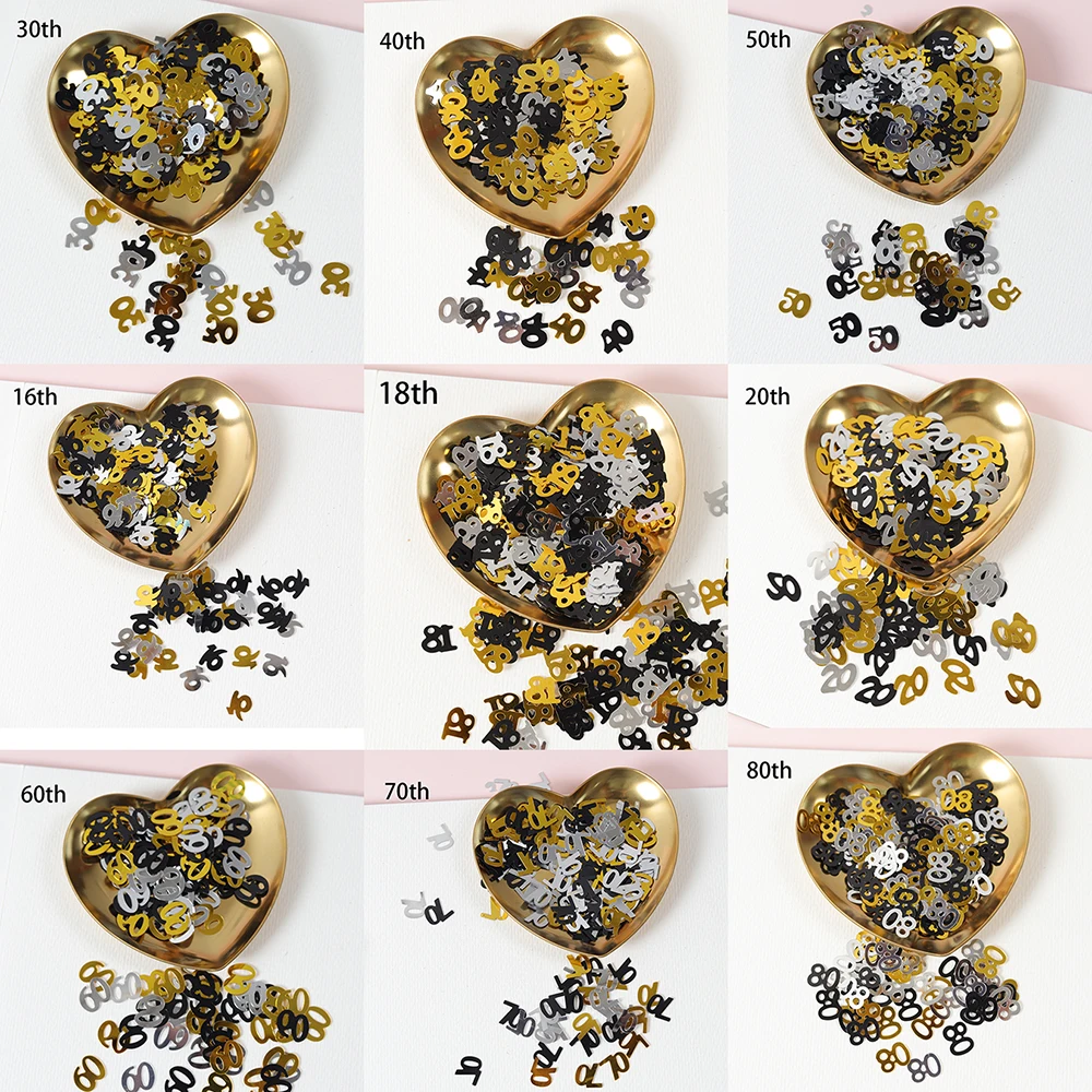 Table Runner Sequin - 15g mini número 16/18/20/30/40/50/60/70/80/90 anos de