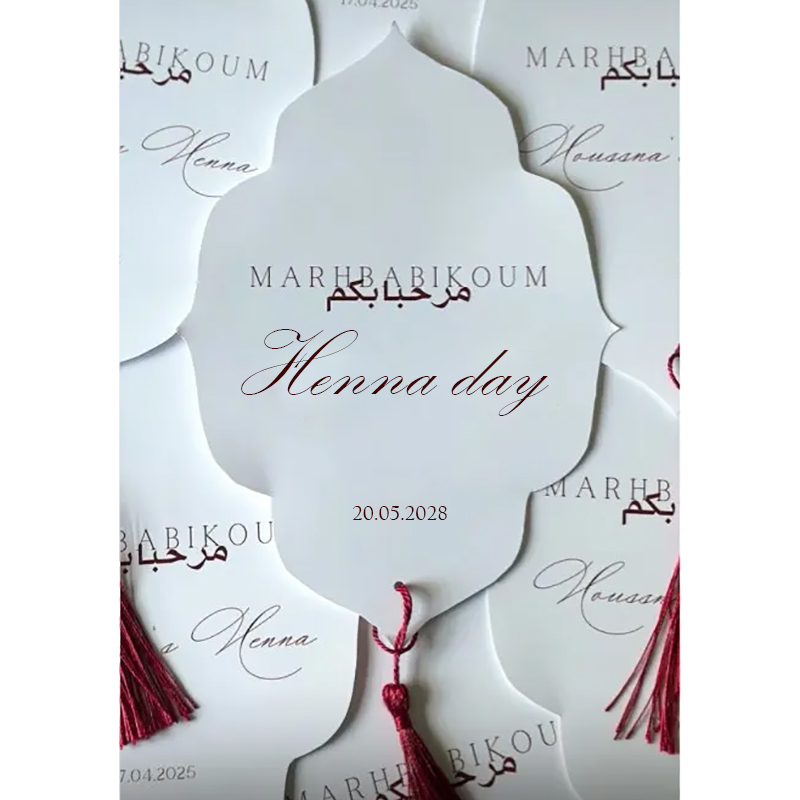 Wedding Supply Business - Cartão de dia de henna personalizado,