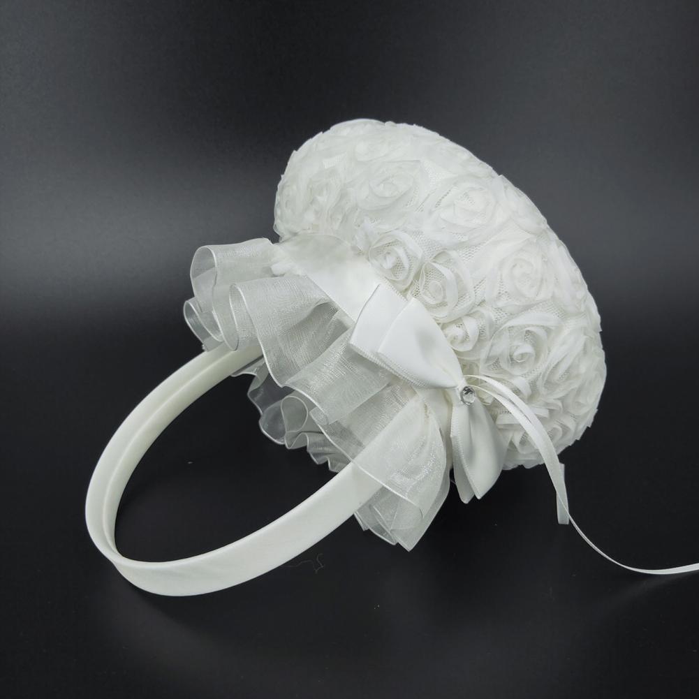 Romântico flor pérola bowknot  - Flower Girl Basket avaliação e preço